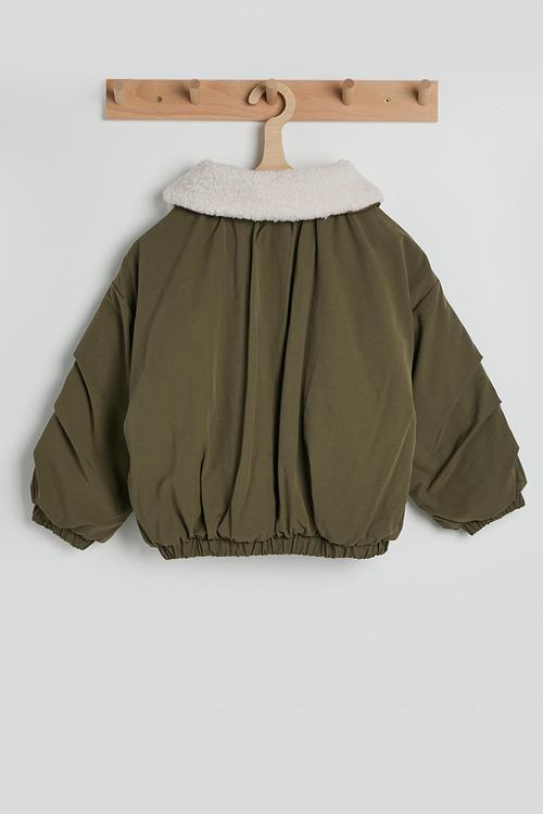 Shearling collar bomber jacket - moss green