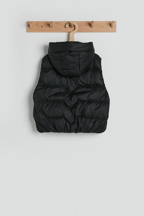 Hooded puffer vest - black