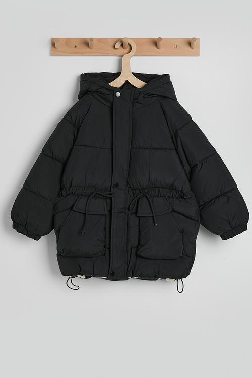 Box quilted puffer jacket - black