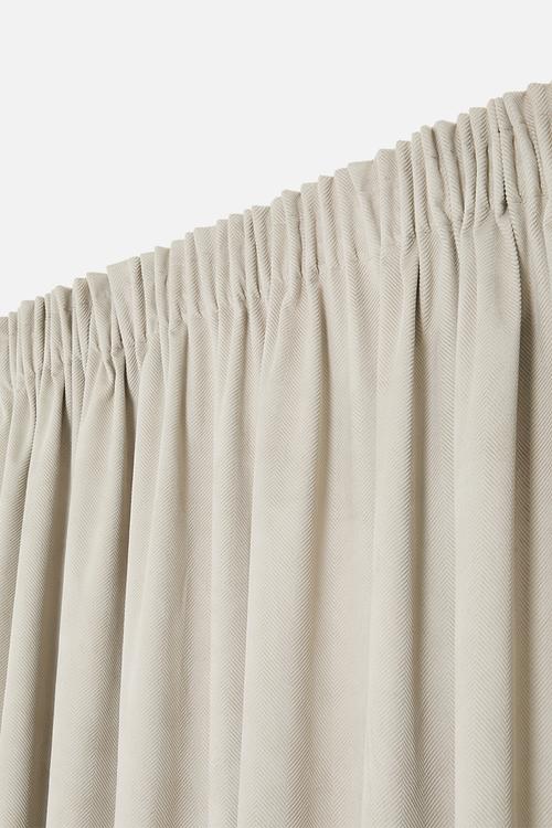 Herringbone Velvet Selflined Curtain Taped - Taupe