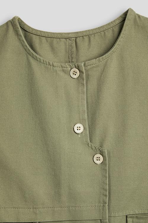 Assymetrical placket vest - green