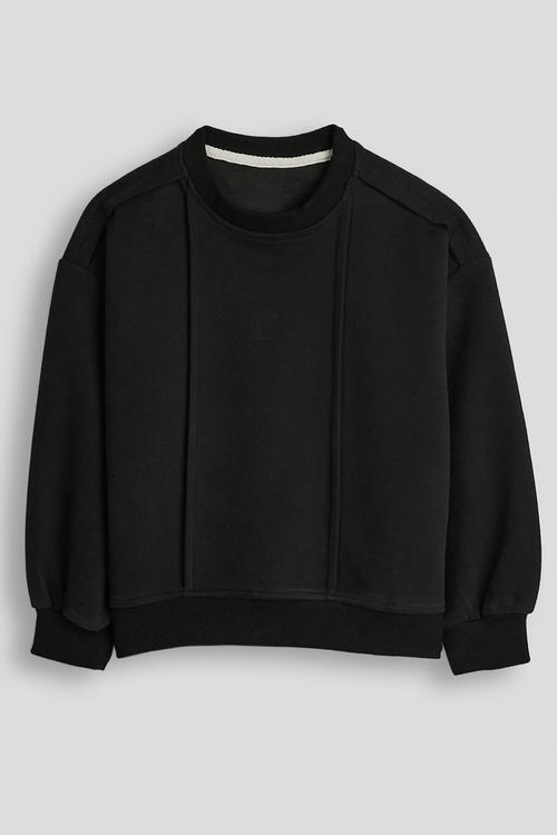 Front pintuck sweatshirt - black
