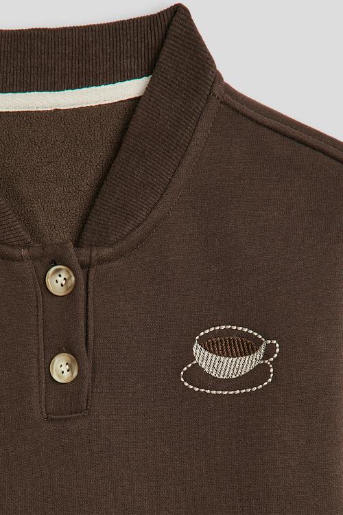 Rib-knit collar sweatshirt - chocolate