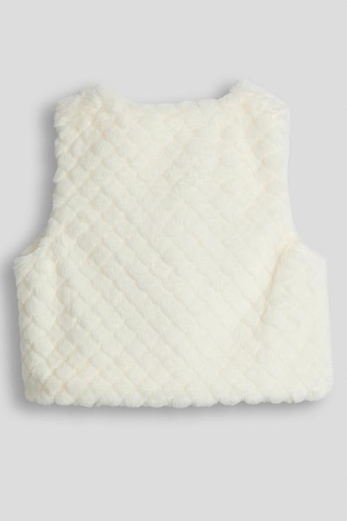 Plush curved hem vest - white
