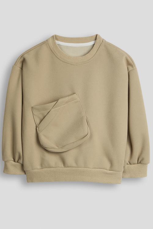 Sweatshirt with body pocket - sand brown