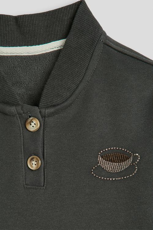 Rib-knit collar sweatshirt  - gunmetal grey
