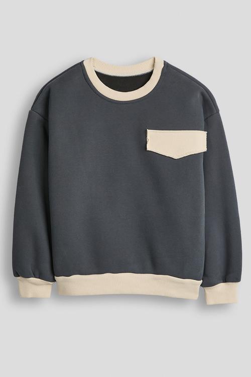 Ribbed pocket sweatshirt - dark grey/parchment white