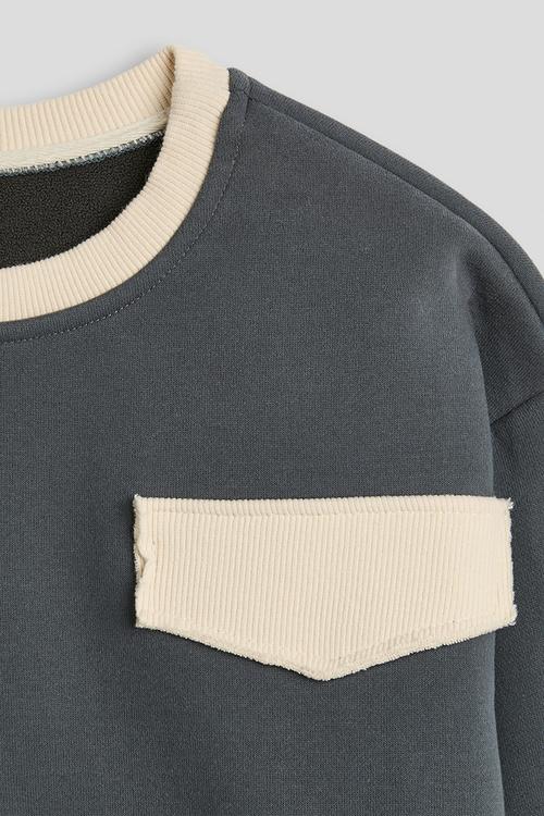 Ribbed pocket sweatshirt - dark grey/parchment white