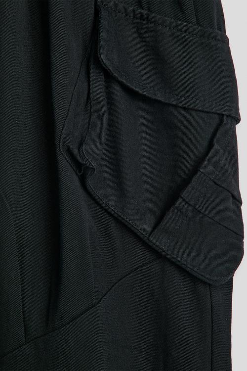 Drawstring cuff cargo pants - black