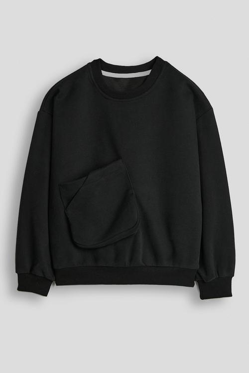 Sweatshirt with body pocket - black