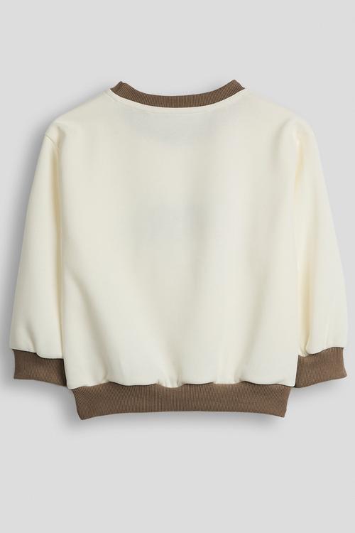 Dog embroidered sweatshirt - cream/khaki green