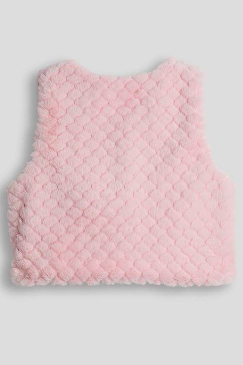 Plush curved hem vest - light pink
