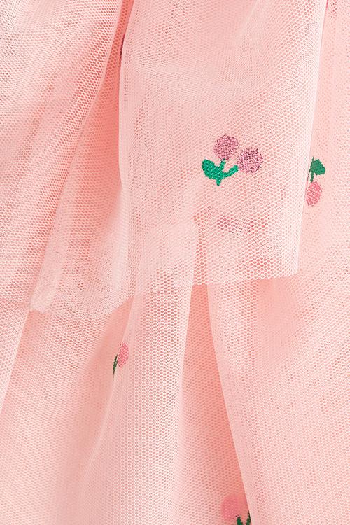 Tiered tulle skirt - light pink/cherries
