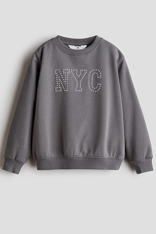Motif-detail sweatshirt - dark grey/nyc
