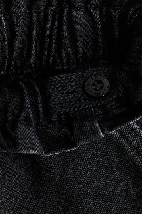 Wide leg paper bag jeans - washed denim black