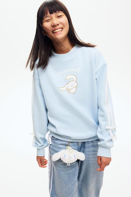 Oversized print-motif sweatshirt - light blue/cinnamoroll