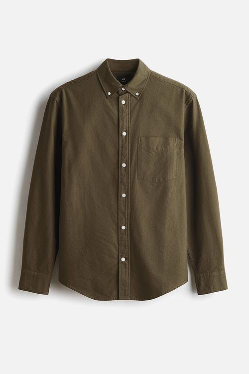 Regular fit oxford shirt - dark khaki green