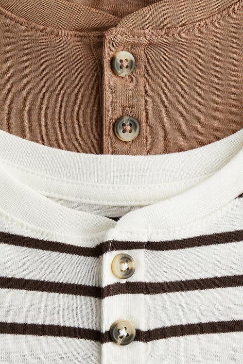 2-pack henley t-shirts - white/striped