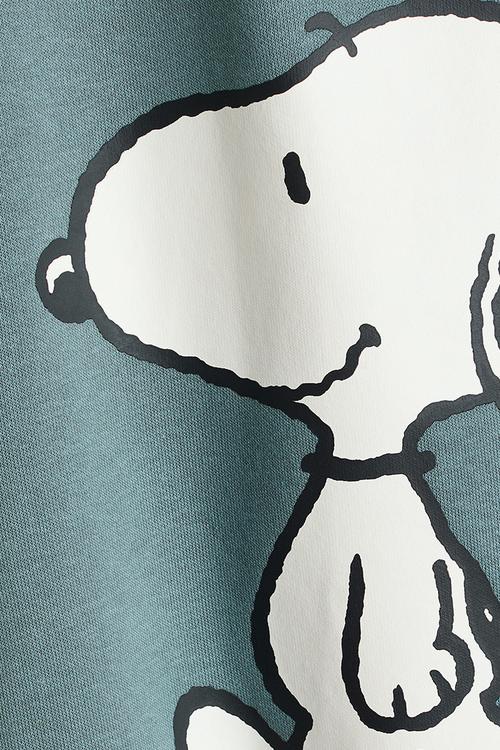 Oversized brushed-inside sweatshirt - dusty green/snoopy