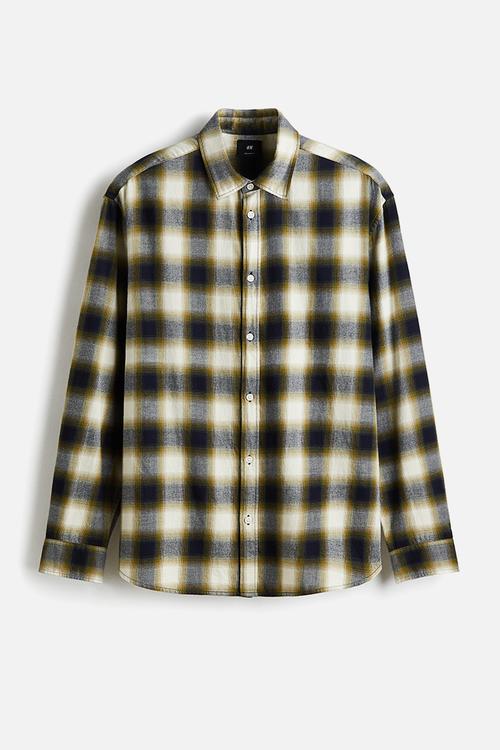 Relaxed fit flannel shirt - dark green/checked