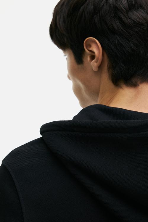 Regular fit zip-through hoodie - black