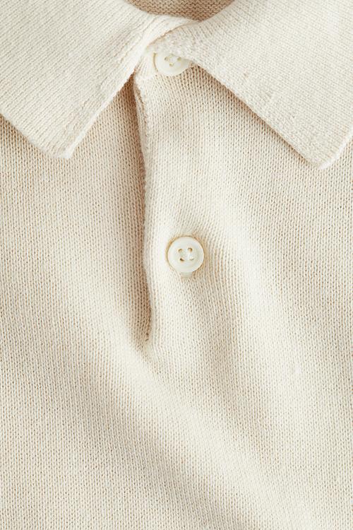 Fine-knit polo shirt - cream