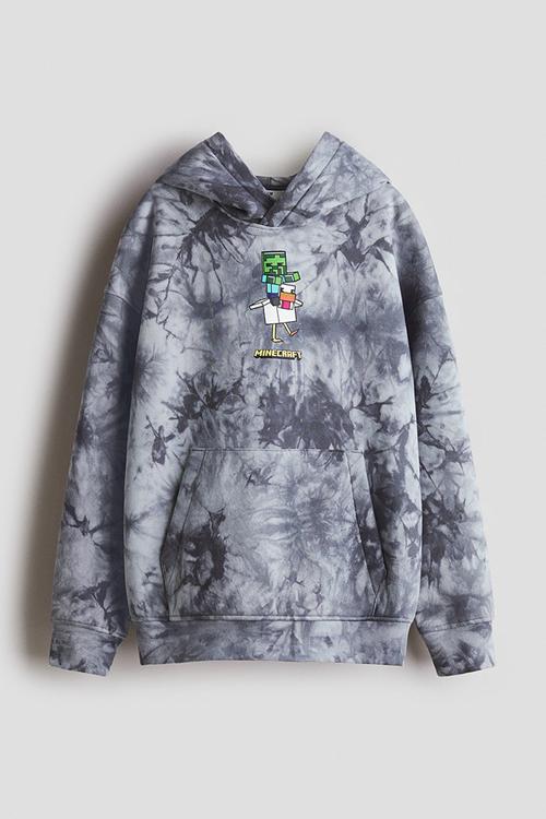 Printed hoodie - grey/minecraft