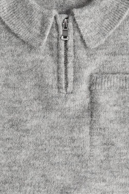 Zip-top polo jumper - grey marl