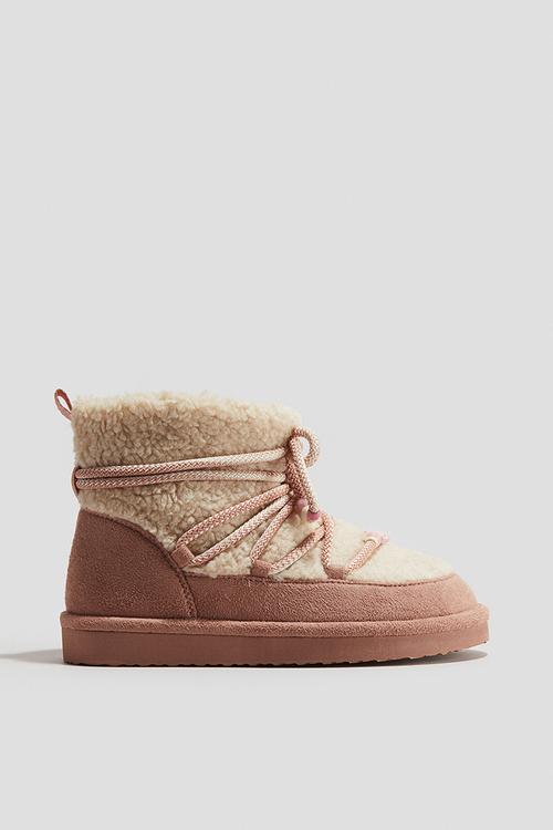 Warm-lined boots - dusty pink/beige