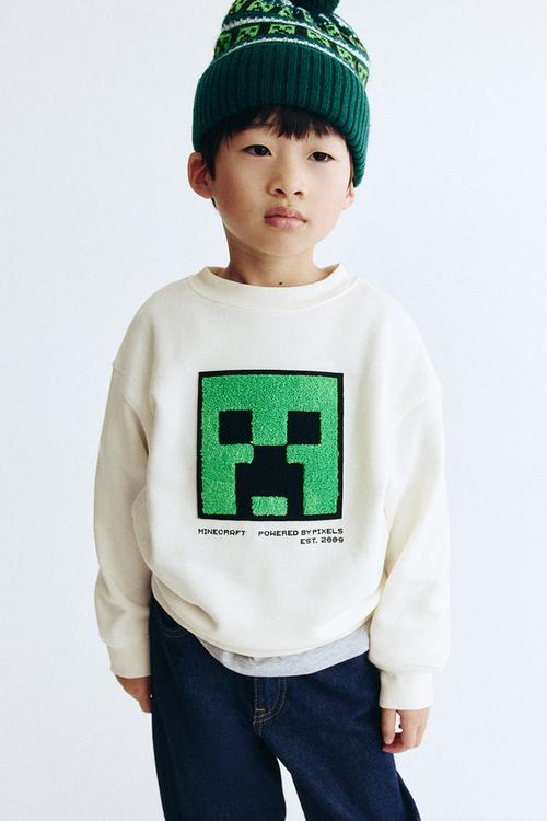 Oversized printed sweatshirt - white/minecraft