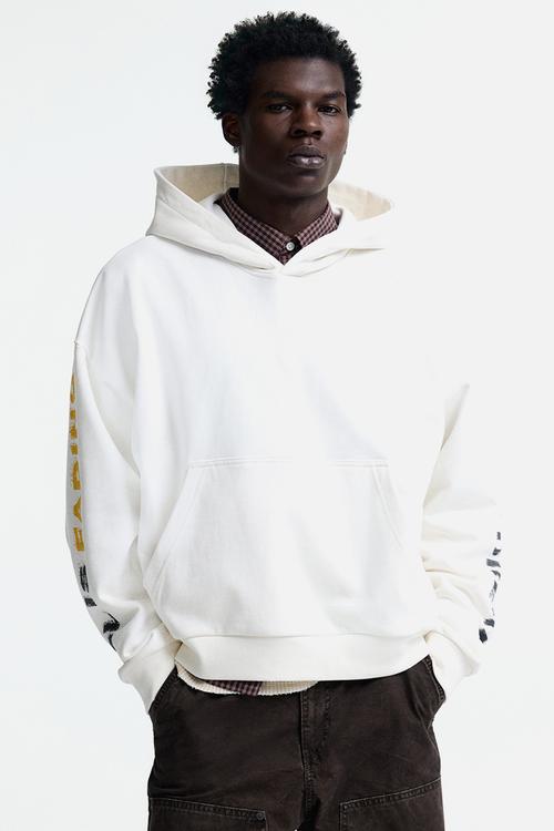 Oversized fit printed hoodie - cream/all is fading