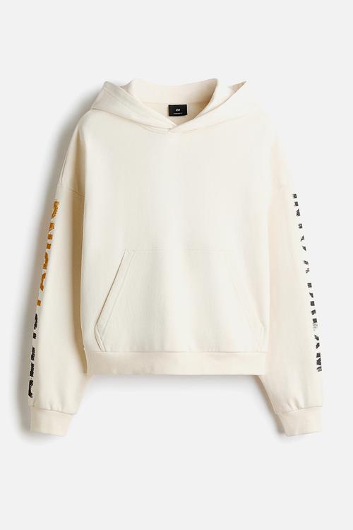 Oversized fit printed hoodie - cream/all is fading