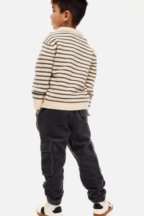 Corduroy cargo joggers - dark grey