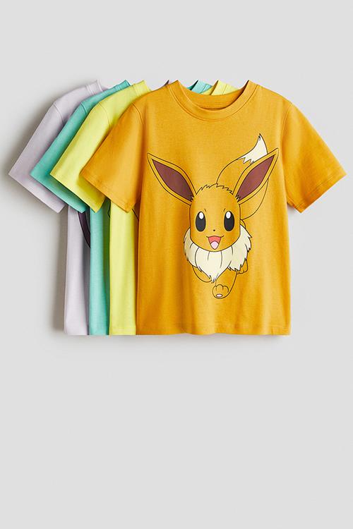 4-Pack printed T-shirts - orange/pokemon