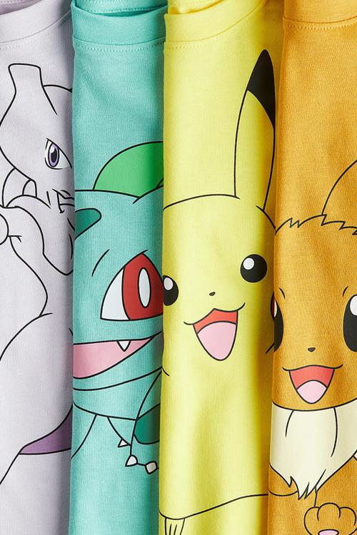 4-Pack printed T-shirts - orange/pokemon