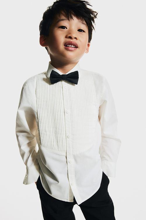 Tuxedo shirt with a bow tie - white/black