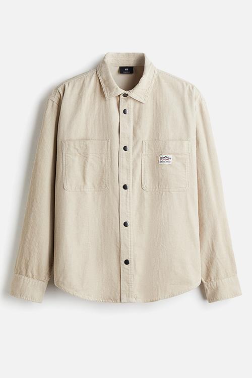 Oversized cotton corduroy shirt - light beige