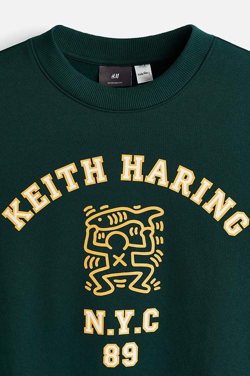 Oversized fit printed sweatshirt - green/keith haring