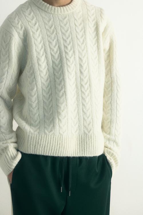 Regular fit cable knit jumper - white