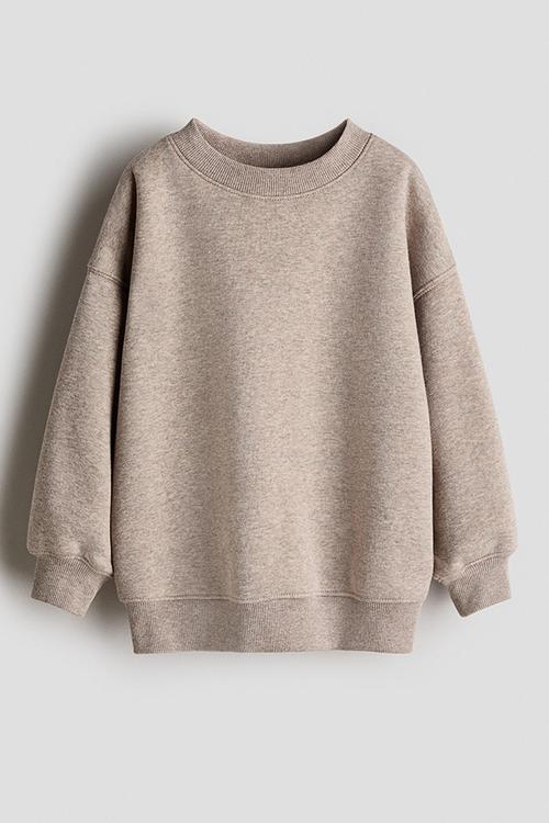 Oversized brushed-inside sweatshirt - beige marl