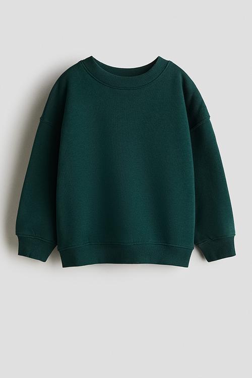 Oversized brushed-inside sweatshirt - dark green