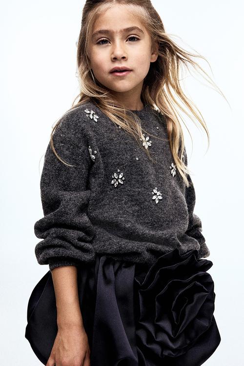 Embellished jumper - dark grey marl