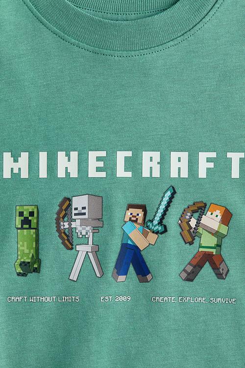 Oversized printed T-shirt - green/minecraft