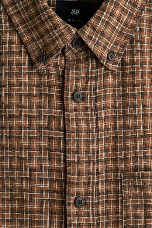 Loose fit shirt - brown/checked