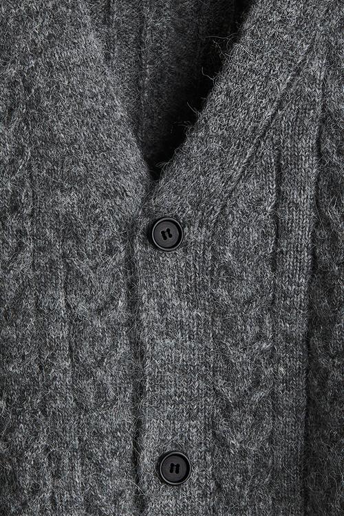 Loose fit wool-blend cardigan - dark grey marl