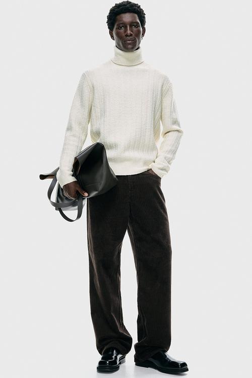 Regular fit polo-neck jumper - cream