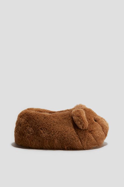 Teddy bear slippers - brown
