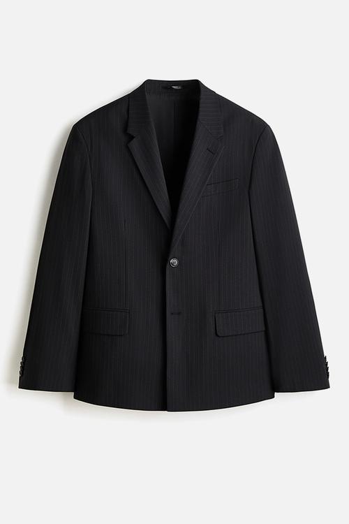 Relaxed fit jacket - black/pinstriped