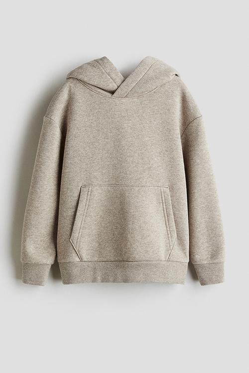 Brushed-inside hoodie - light beige
