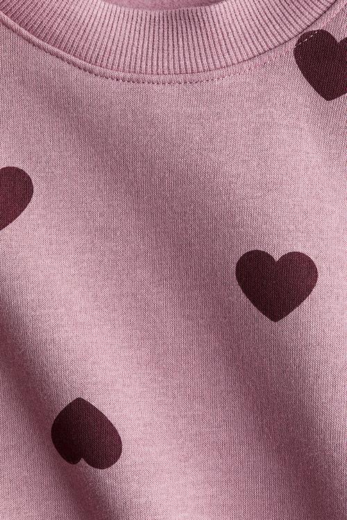 Oversized brushed-inside sweatshirt - purple/hearts
